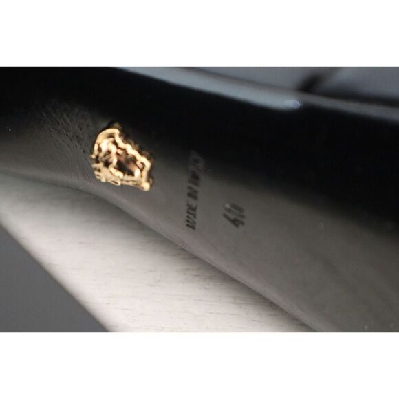 VERSACE WMN Sz 40 US 8.5 Black Mocassino Vitellino Leather High Heel Pumps - Picture 7 of 16